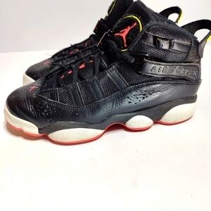 Air Jordan 6 Rings t Black Red White Bred Boys Sneakers Size 5.5Y